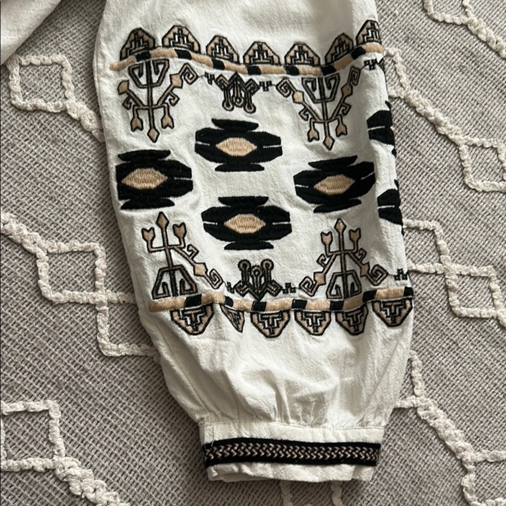 RD & Koko Tribal Embroidered Front-Tie Blouse Jacket - Picture 7 of 13